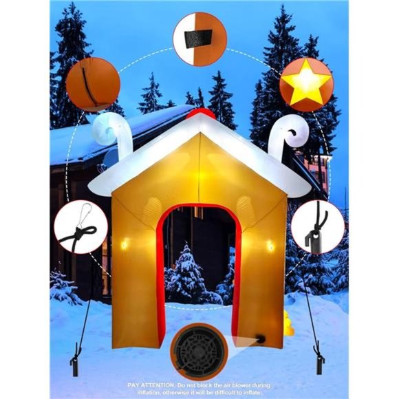 10FT Christmas Inflatables Arch,  Gingerbread Man Snowman  with  Lights - Picture 5 of 7